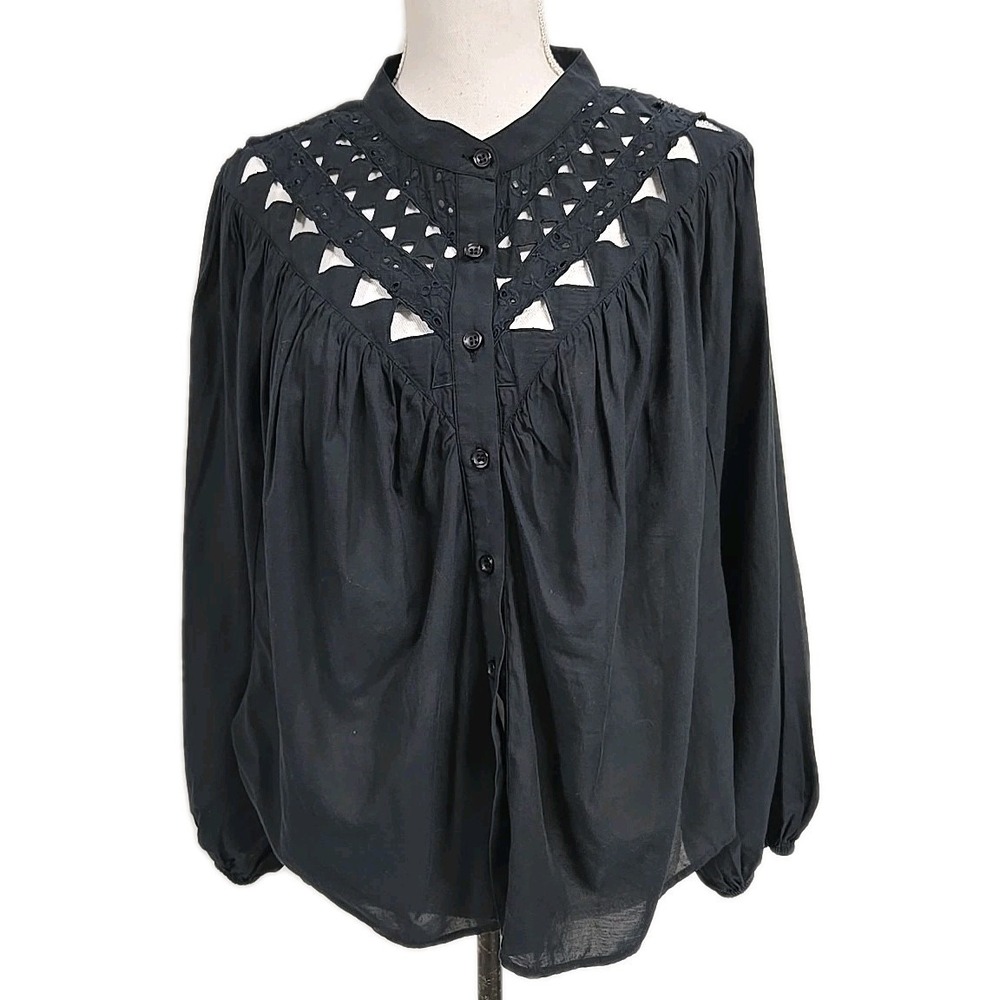 MOTHER The V Yoke Shirt Button Down Shirt Black Women's Size S